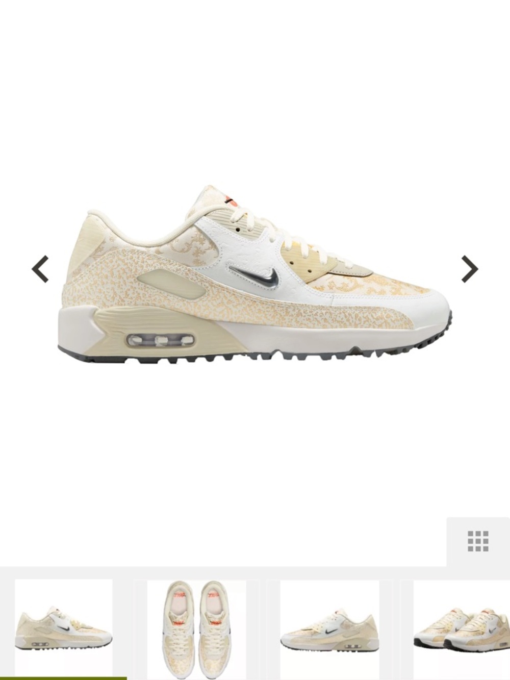 Nike Low-Top Air Max Sneakers in Cream and White with Metallic Silver Swoosh